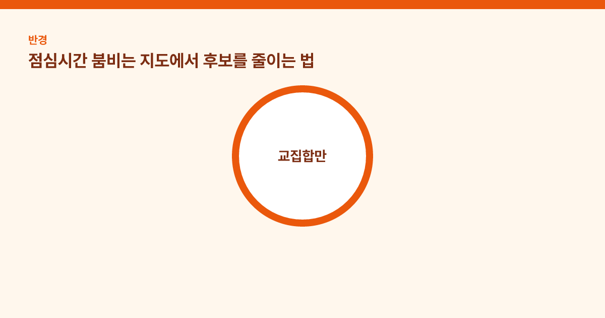 사무실을 중심으로 도보 8분 원을 그린 지도
