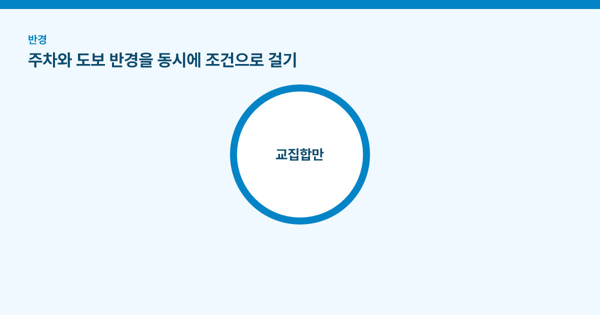 주차 원과 도보 원의 교집합