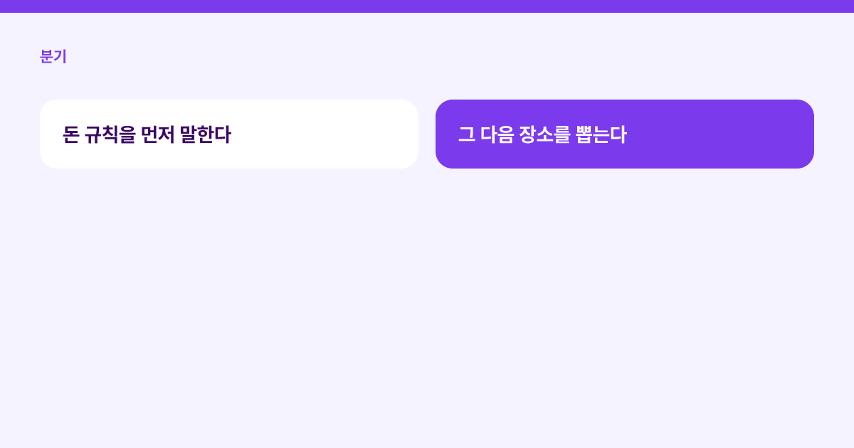 더치페이와 한 사람 계산으로 나뉘는 분기