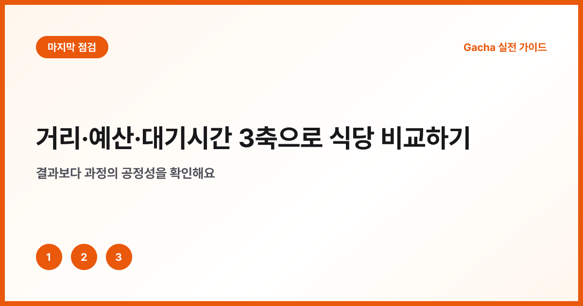 거리 예산 대기시간 확인 항목