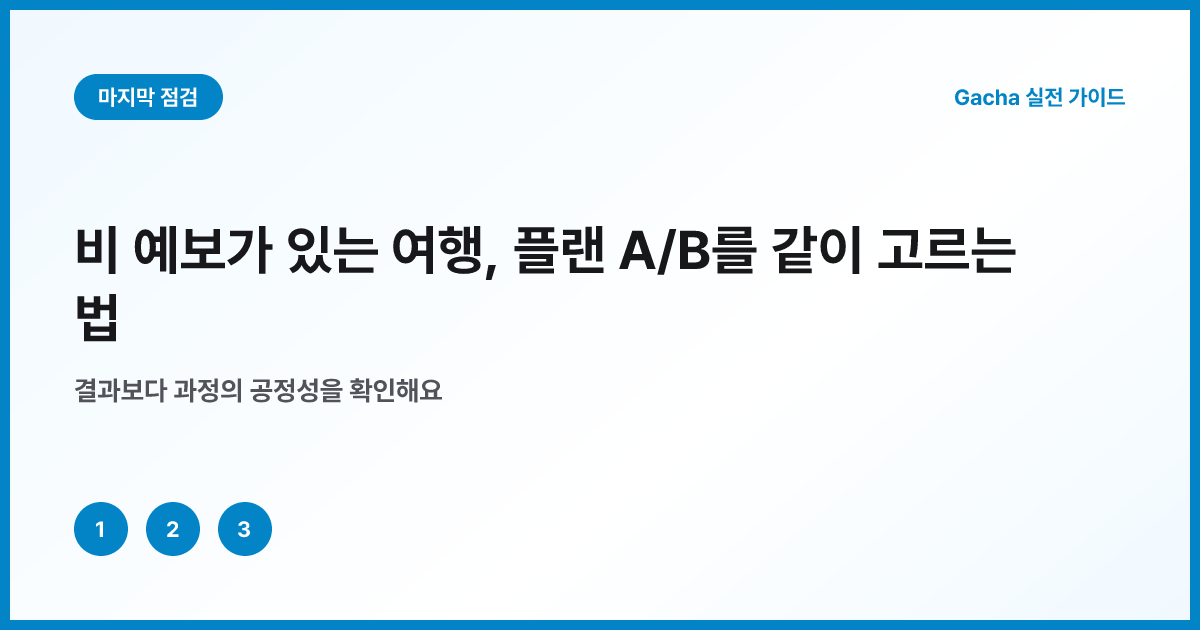 야외와 실내 여행 계획의 공통 체크리스트