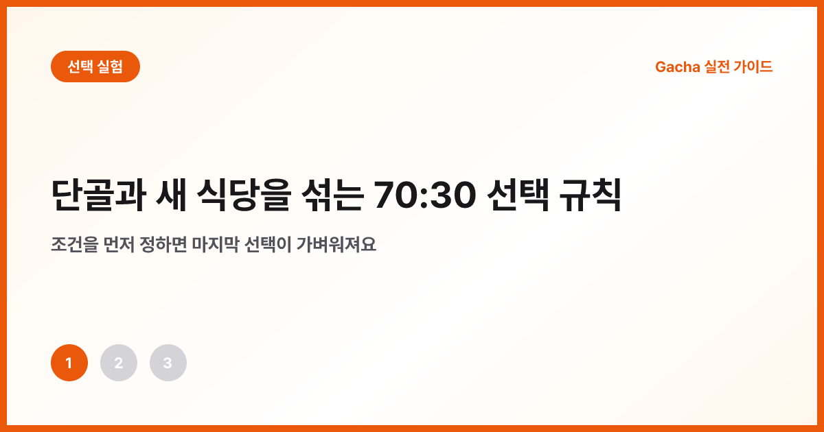 단골 70과 새 식당 30으로 나눈 선택 달력