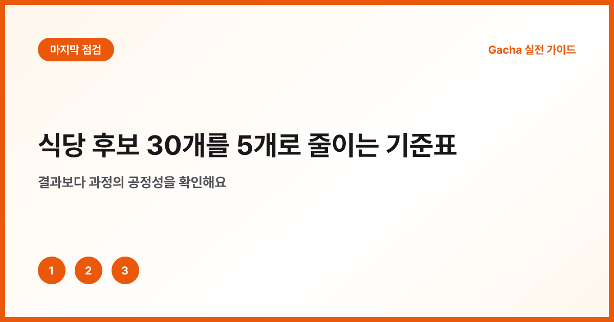 식당 후보 평가를 위한 일곱 칸 체크리스트