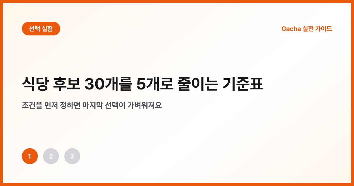 식당 후보를 30개에서 5개로 줄이는 깔때기